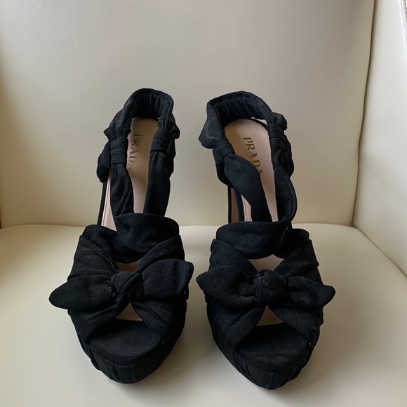 Prada Black Slingback Platform Sandals - Picture 2 of 16